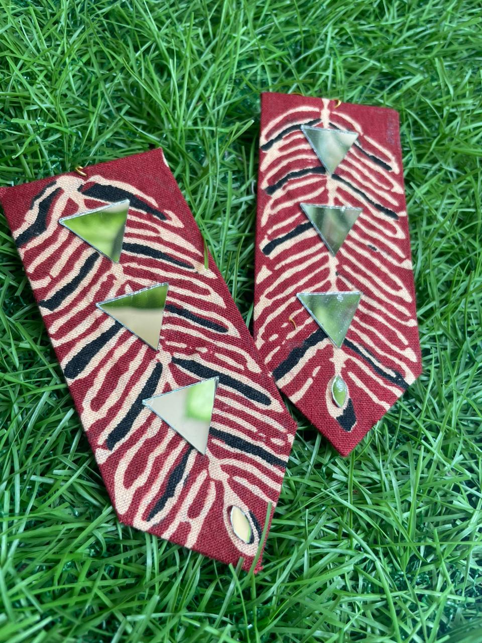 Red Earings -Handprinted