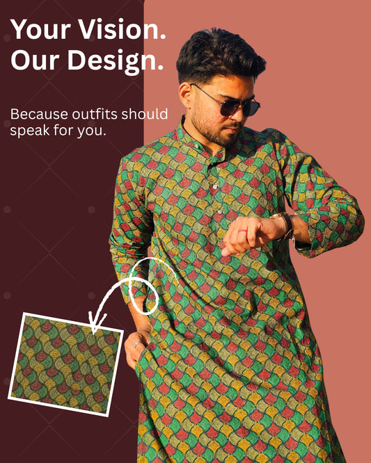 Long Men’s HandBlock Print Kurta