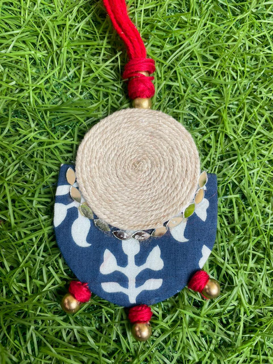 Blue Necklace -Handprinted