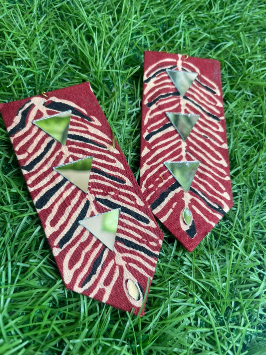 Red Earings -Handprinted