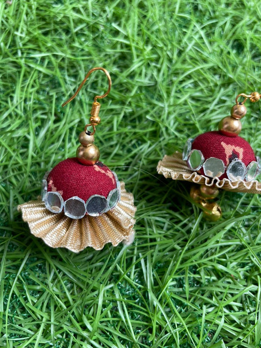 Red Mirror Work Earring